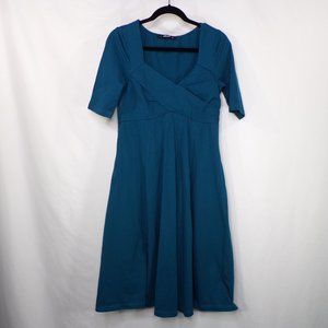 eShakti Teal Strech Knit Dress, Sz M